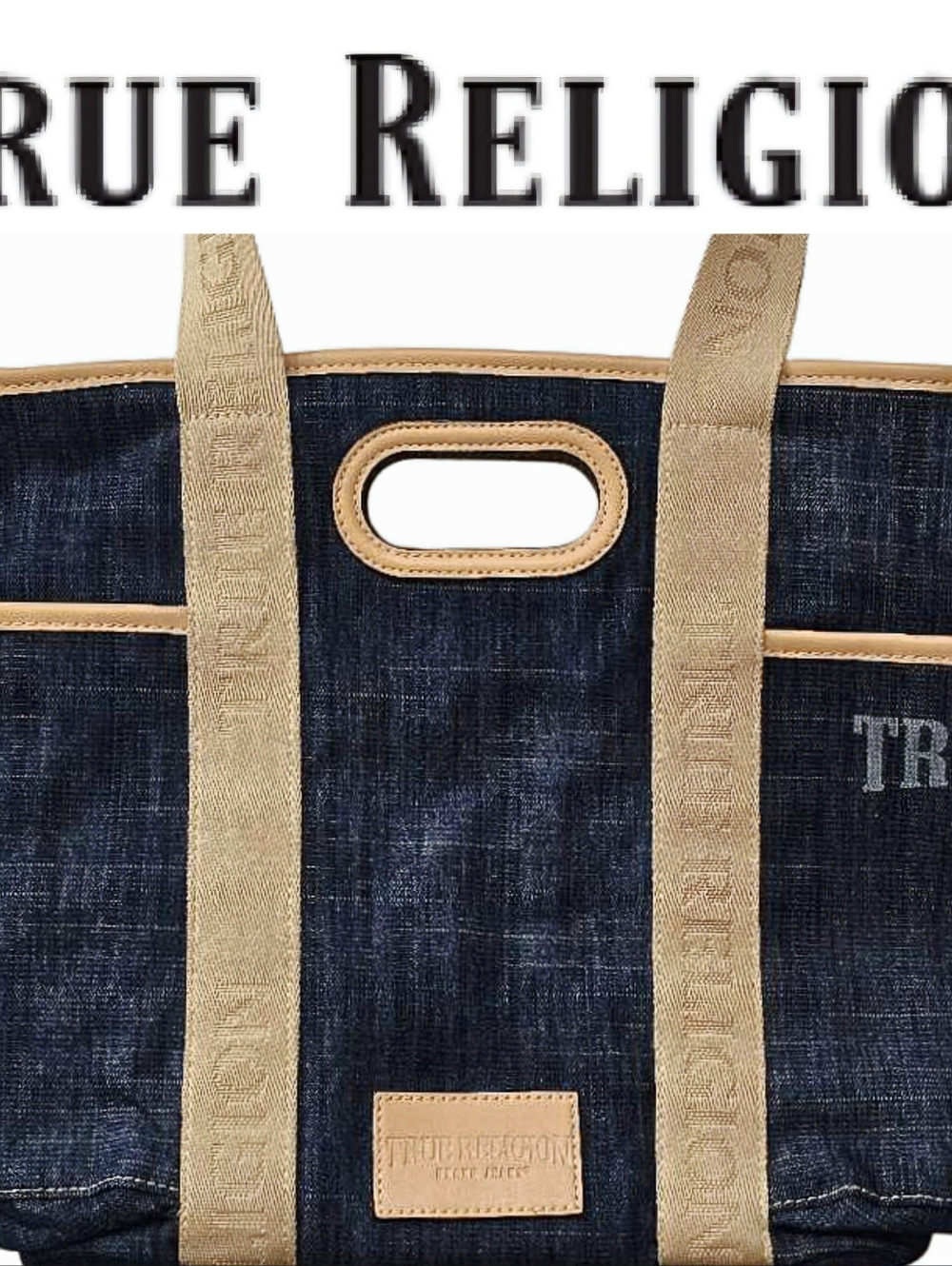 True Religion Logo Denim Tote Bag